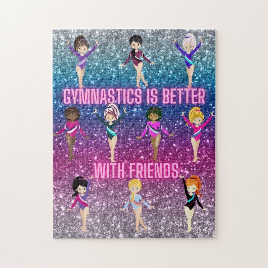 Turnen is beter met vrienden Ombre Sparkle Legpuzzel (Verticaal)