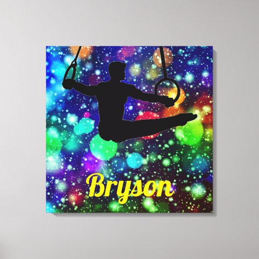 Turnen Jongens Ringen Canvas Kunst met Zijn Naam (Voorkant)