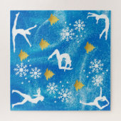 Turnen Kerstmis Blauwe Glans Witte Patroon Legpuzzel (Horizontaal)