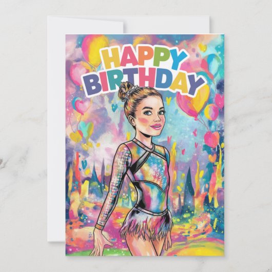 Turnen kleurrijk geschilderd gepersonaliseerd verj kaart (Voorkant)