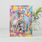 Turnen kleurrijk geschilderd gepersonaliseerd verj kaart (Staand voorkant)