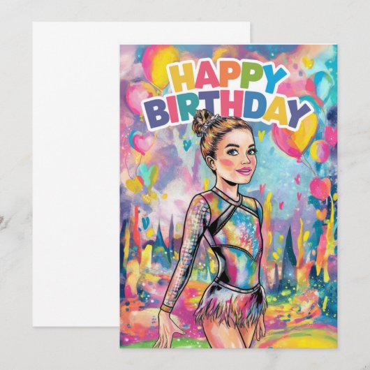 Turnen kleurrijk geschilderd gepersonaliseerd verj kaart (Voorkant / Achterkant)