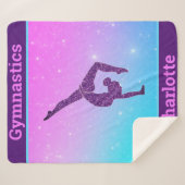 Turnen Meisjes Handstand Paars Aqua Persoonlijk Sherpa Deken (Voorkant (horizontaal))