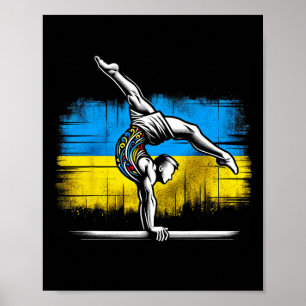 Turnen Oekraïense Oekraïne Vlag Atleet Poster