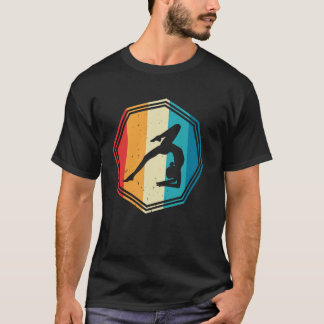 Turnen Retro Zonsondergang Silhouet Turnster T-shirt