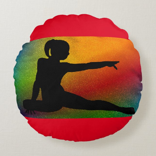 Turnen rond kussen in rood. (Voorkant)