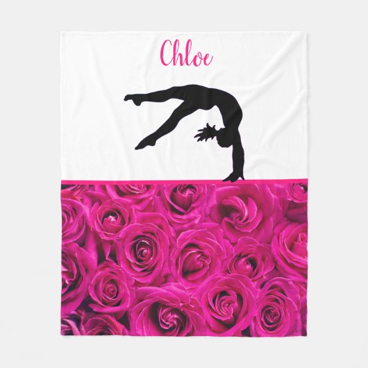 Turnen Roze Rozen Roze en Wit Fleece Deken (Voorkant)