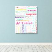 Turnen Typografie Uitgerekte Canvas Print (Insitu (Houten vloer))