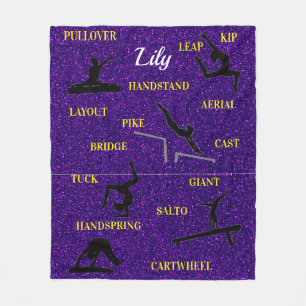 Turnen Vaardigheden Paarse Glitter Typografie Fleece Deken