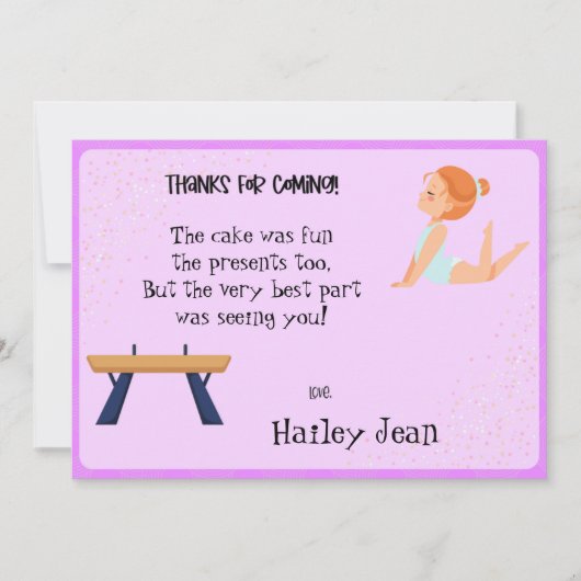 Turnen Verjaardagsfeest Dankkaart Bedankkaart (Voorkant)