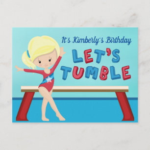 Turnen voor Meisjes Blonde Tumbling Verjaardagsfee Briefkaart
