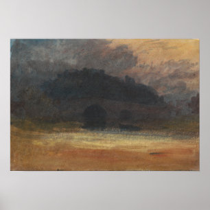 Turner - Avond landschap met kasteel en brug Poster