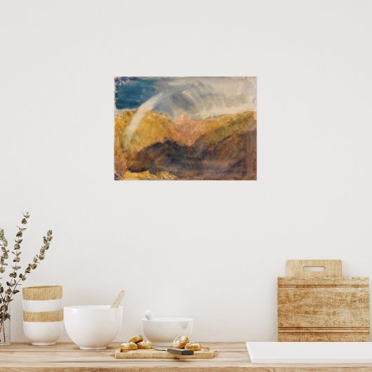 Turner - Crichton Castle, bergachtig met regenboog Poster (Keuken)