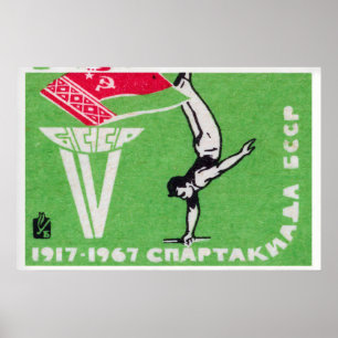 Turner doet een handstand Sovjet-Unie Poster