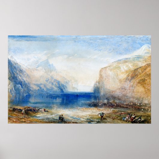 Turner - Fluelen Ochtend, uitzicht op het meer Poster (Voorkant)