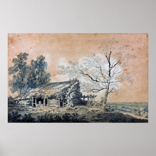 Turner - Landschap met schuur Poster (Voorkant)