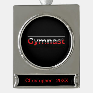 Turner - Minimalistische moderne gymnastiek woord Verzilverd Banner Ornament