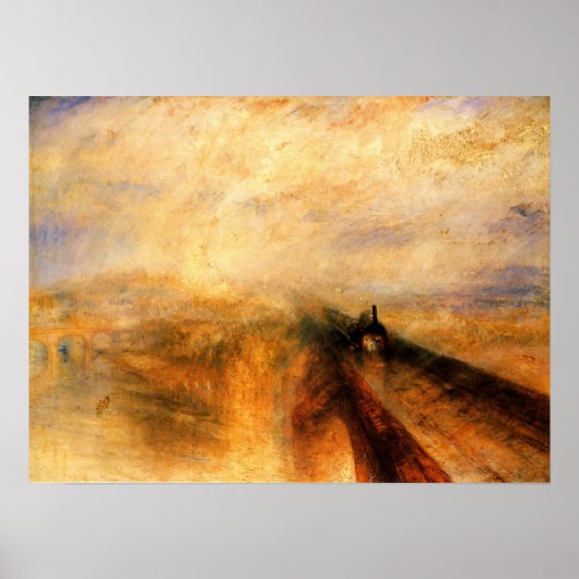 Turner - Regenstoom en snelle Westerne treinen Poster (Voorkant)