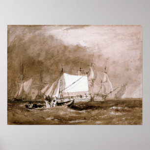 Turner - scheepsscène met vissers poster