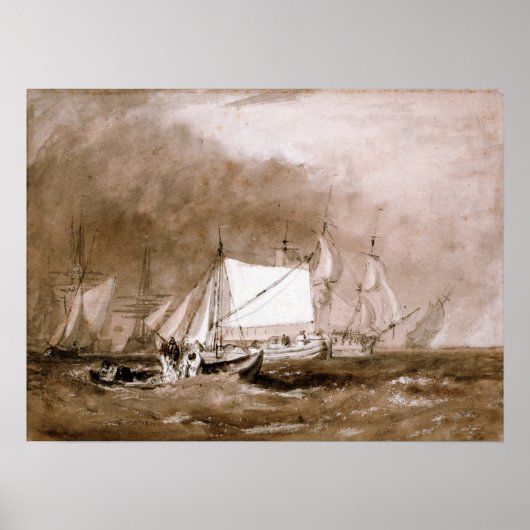 Turner - scheepsscène met vissers poster (Voorkant)