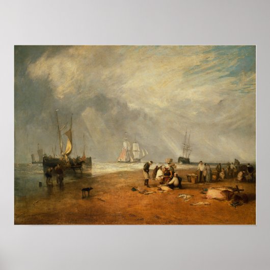 Turner - Vismarkt bij Hastings Beach Poster (Voorkant)