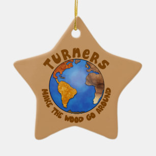 Turners Wereldbol Funny WoodkeerEarth Keramisch Ornament