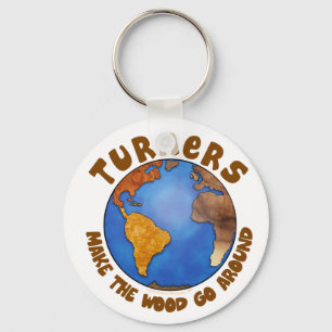 Turners Wereldbol Funny WoodkeerEarth Sleutelhanger
