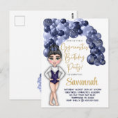 Turnfeest met blauwe ballonnenboog briefkaart (Voorkant / Achterkant)