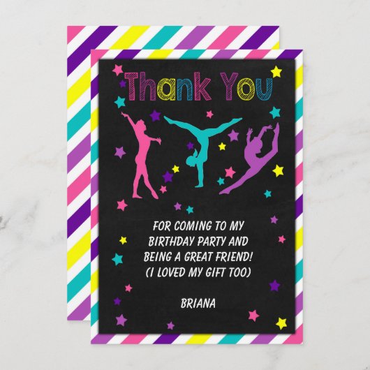 Turnfeestje verjaardag bedankkaart (Voorkant / Achterkant)