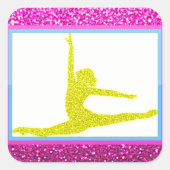 Turngymnastiek Glitterstickers Vierkante Sticker (Voorkant)