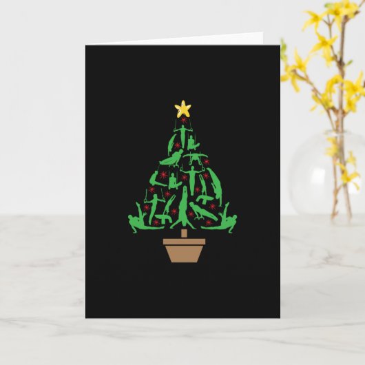 TurnGymnastiek Kerstboom Kaart (Gele Bloem)