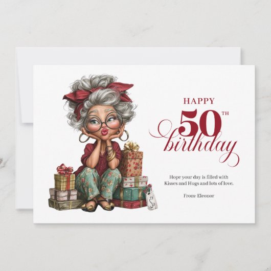 Turning 50 quirky woman fun humorous greeting kaart (Voorkant)