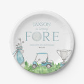 Turning Fore Blue Golf 4e verjaardag Papieren Bordje (Voorkant)