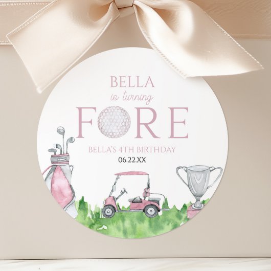 Turning Fore Pink Golf 4e verjaardag Ronde Sticker