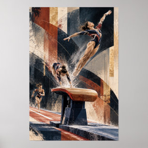 Turnkunst Sprong Dynamisch Abstract Sport Poster