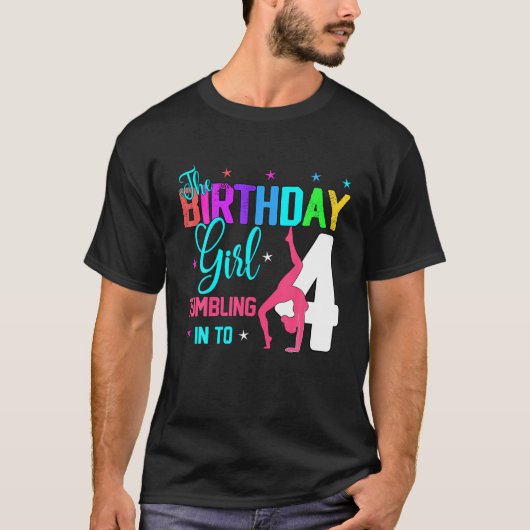 Turnliefhebber 4e verjaardag Vier 4 jaar oud Gymn T-shirt (Voorkant)