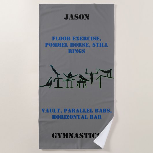 Turnmat handdoek voor jongens met zijn naam (Voorkant)