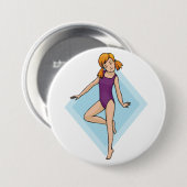 Turnster in paarse body ronde button 7,6 cm (Voorkant /achterkant)