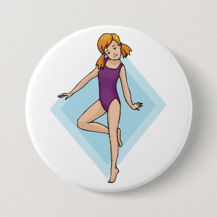 Turnster in paarse body ronde button 7,6 cm
