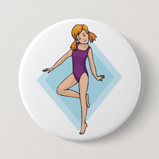 Turnster in paarse body ronde button 7,6 cm (Voorkant)