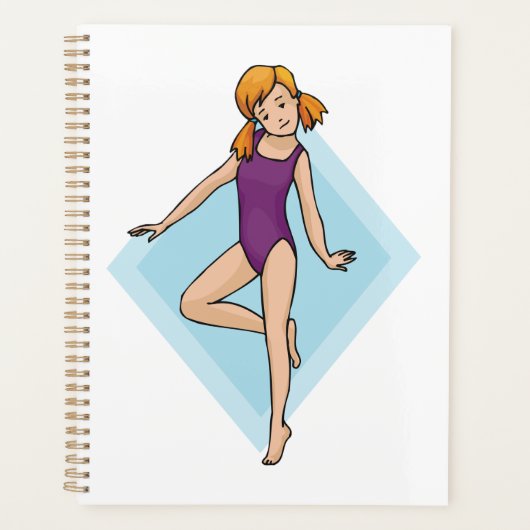 Turnster in paarse turnpak planner (Voorkant)