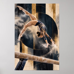 Turnster op evenwichtsbalk Abstracte sport W Poster
