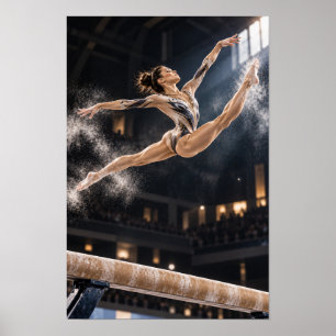 Turnster springend boven evenwichtsbalk Dramatisch Poster
