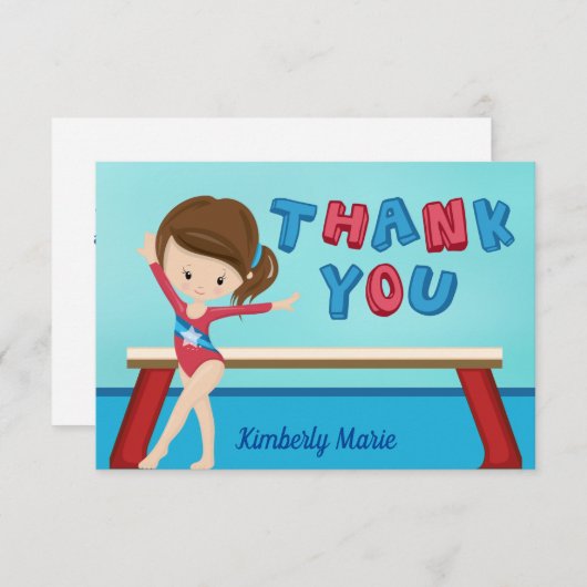 Turnstermeisje Cute Gymnast Aangepaste bedankkaart (Voorkant / Achterkant)