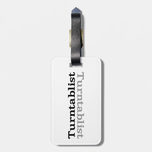 Turntablist ʇ sılqɐ ʇ uɹ ⊥ bagagelabel (Achterkant verticaal)