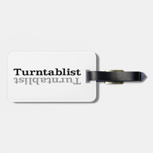 Turntablist ʇ sılqɐ ʇ uɹ ⊥ bagagelabel (Achterkant horizontaal)