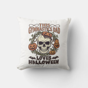 Turnvaderpapa houdt van Halloween-schedelpompoenen Kussen