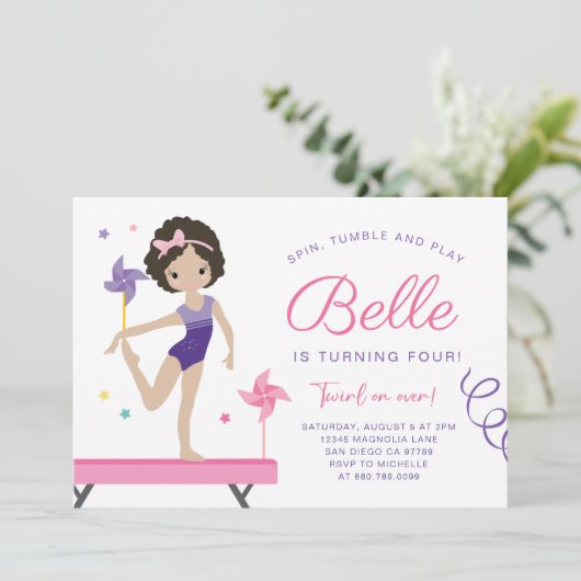 Turnvereniging Verjaardagsuitnodiging met Windmole Kaart (Staand voorkant)