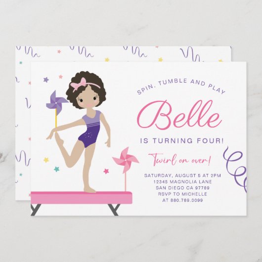 Turnvereniging Verjaardagsuitnodiging met Windmole Kaart (Voorkant / Achterkant)