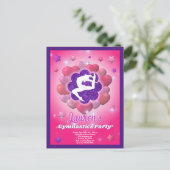 Turnverjaardagsfeest Roze Paarse Uitnodiging (Staand voorkant)